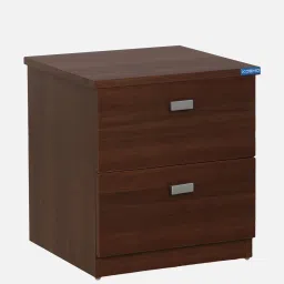 spacewood Kosmo Premium Bedside Table in Walnut Rigato Woodpore Melamine Finish with Drawers image 3