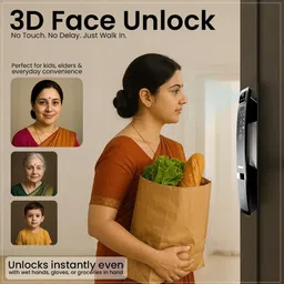 GOLENS Main Door Protector Smart Lock | 10-Way Unlock | Chime & Video Door Viewer Smart Door Lock image 3