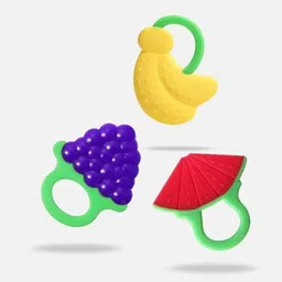 jingle kids Baby 3 Soft Silicone Fruit Shaped Teething Textured Molar Teeth Massage BPA Free Teether and Feeder-picture-20