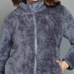 alan jones Women Self Design Casual Jacket image 4