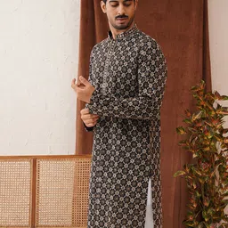 jompers Men Embroidered Viscose Rayon Straight Kurta image 3