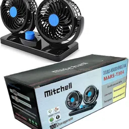 Imported Beast Quality 100% Copper motor Car Fan,Mitchell 12V DC Electric Car Fan for Dashboad 360 Degree Rotatable Dual Head Car Auto Cooling Air Fan Use Car, Home, Shop and Office Car Interior Fan Car Interior Fan-image-55