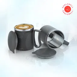 eaglewell Unbreackable Coffee mug with steel and use coffee mug with lid Plastic Stainless Steel Coffee Mug image 2