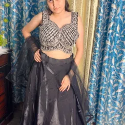 sachis attire Solid Stitched Lehenga & Crop Top image 3