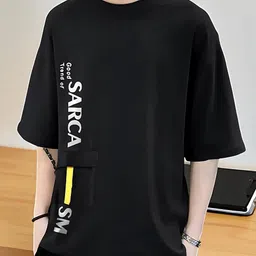 bolderift Men Printed Round Neck Cotton Blend Black T-Shirt-picture-11