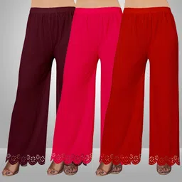 kiran impex Pack of 3 Women Straight Fit Multicolor Lycra Blend Trousers-picture-33