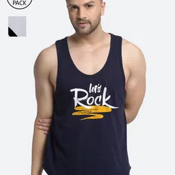 Friskers Men Pack Of 2 Printed Pure Cotton Gym Vests-picture-25