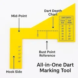 blushskin Pattern Maker 11" Scallop Scale, Dart Scale, Side Marking (4 pcs) Drafting Kit image 4