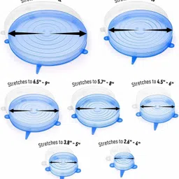 ablue clipper Silicon lids for containers 2.6 inch, 3.8 inch, 4.5 inch, 5.7 inch, 6.5 inch, 8.3 inch Lid Set, Pack of 6 image 2