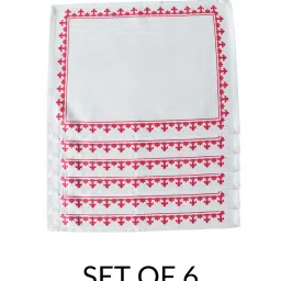 zeba Red White Striped Cotton Blend (Set of 6) Placemat With Napkins image 4