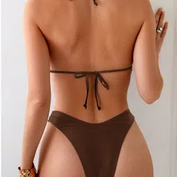 verma creation Solid Women Bikini Brown Swimsuit image 2