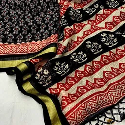 kkdfashionstore Floral Print, Hand Painted Kota Doria Polyester Saree image 2