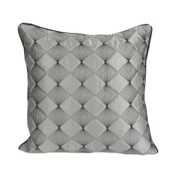 mfd home furnishing Grey Satin Abstract 16x16 inches Cushion Covers (Pack of 2) image 3