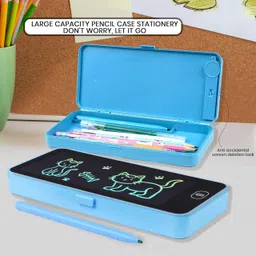 zunbella 2 in 1 Digital LCD Writing Tablet Children Doodle Board with Pencil Box for Kids Art Plastic Pencil Box image 2