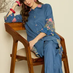 indo era Women Viscose Rayon Kurta Pant Set-picture-25