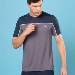 technosport Men Colorblock Round Neck Polyester Purple T-Shirt-picture-24