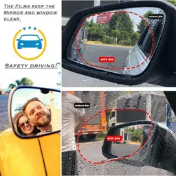 hsr Anti Fog Film Car Rear View Mirror Rain-Proof Anti Water Mist, HD Nano Film Anti-Glare,Anti-Scratch,Rainproof 4 PCS Car Mirror Rain Blocker image 4