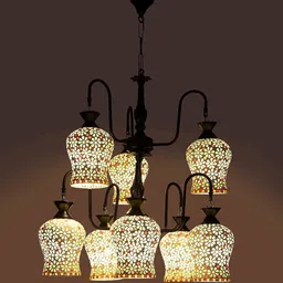 decorativeray Handmade White & Black Iron Double Step Chandelier image 3