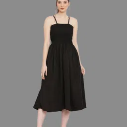 buyuniquefashion Women Fit and Flare Black Midi/Calf Length Dress-picture-23