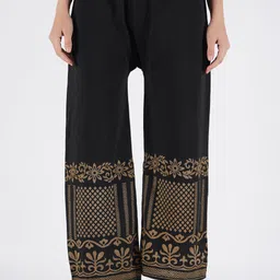 crown king garments Women Relaxed Black Wool Trousers-picture-24