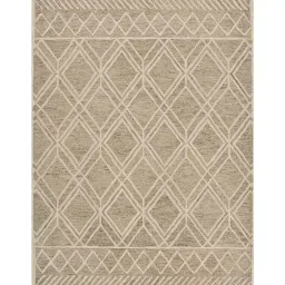 saraswati global Sand Geometric Wool 6 ft x 9 ft Hand-Tufted Carpet image 2
