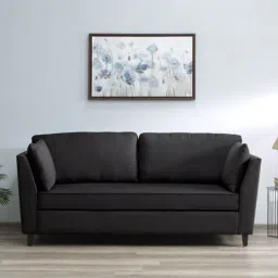 woodsworth from pepperfry Miranda Chenille Fabric 3 Seater Sofa In Charcoal Grey Colour-picture-24