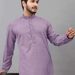 almora Men Embroidered Cotton Rayon A-line Kurta image 4