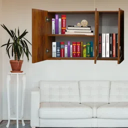 speciality panels 3 Doors Modular Wall Cabinet with Organizer Shelf & Termites Resistance Engineered Wood Close Book Shelf image 2