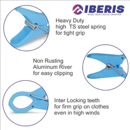 iberis Grip Round Cloth Clips Blue Color Plastic Cloth Clips image 3