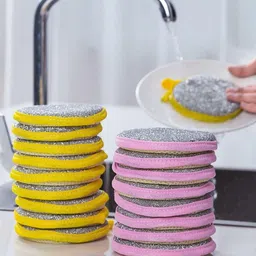2 in 1 Double Side Dishwashing Scrubber Non-Scratch Suitable Scurb Scrub Sponge-image-4