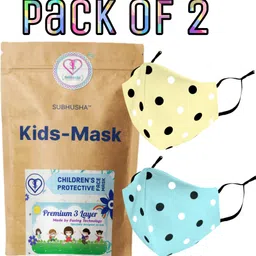 subhusha SUPER SAFETY 3 Layer cartoon print kids mask combo pack Reusable Washable Breathable Skin Friendly Soft Cotton Fabric Face Mask with Adjustable Ear loops for Boys Girls Children Babies (Anti Pollution Mask , Anti Viral Mask , Anti Bacterial Mask ) (School Mask , Outdoor Mask , Kids Party Mask) (Child Mask , Kids Mask 3 years, Kids Mask 4 years , kids Mask 5 years , kids mask 6 years , kids mask 7 years , kids mask 8 years , kids mask 9 years , kids mask 10 years up to 14 yrs ) DOT Print-2-PCS-Yellow-S Blue Reusable, Washable Cloth Mask-picture-12