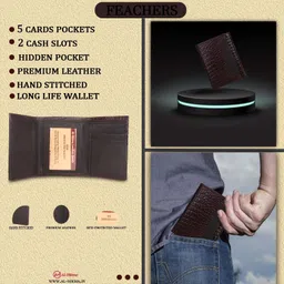al-hikma Men Brown Genuine Leather RFID Wallet-picture-46