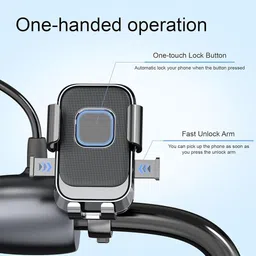 MAYCREATE Mobile Holder for Bike One Click Lock 360 Rotate Sturdy Grip Mobile Holder image 2