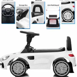 pandaoriginals Deluxe Kids car parent handle, music & lights and footrest , 1 to 4 years Car Non Battery Operated Ride On image 5