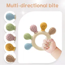 akmor Toys Silicone Teethers Bpa Free Silicone Rudder With Ring Soothe Babies Teether image 5