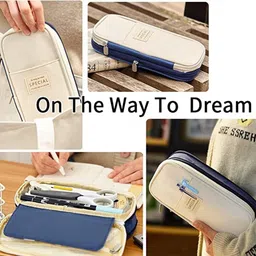 ecomzone Pencil Case Pencil Pouch for College Student solid Art Canvas Pencil Box image 4