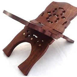 shri shri handicrafts Wooden Holy Book Stand Reading: Bible, Bhagwat Geeta, Quran, Granth saheb | Wooden Brown Rehal image 2