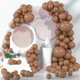 nagina collection Solid Pastel Dark Brown Chocolate Coffee Balloons Kit For Birthday - 50Pcs Balloon image 1