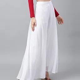 finivoir Women Regular Fit White Georgette Trousers-picture-16