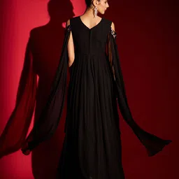 madhuram Embroidered Georgette Stitched Anarkali Gown image 2