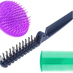 3 PCS of Hair Comb Set Lice Comb Hair Shampoo Scalp Massage Brush Portable Travel Folding Pocket Hair Brush for Men and Women Multicolor-image-32