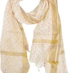 youthquake Silk Blend Polka Print White Women Dupatta-picture-37