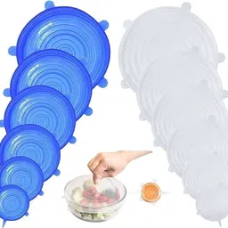 ablue clipper Elastic Silicone Lids Reusable Wrap Alternate for Storage Pails Set of 6 2.6 inch, 3.7 inch, 4.5 inch, 5.7 inch, 6.5 inch, 8.1 inch Lid Set, Pack of 6 image 2