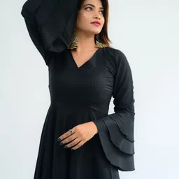 diyaz Women Maxi Black Full Length Dress image 4