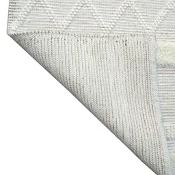 mric White Geometric Wool 5 ft x 7 ft Hand Woven Carpet image 4