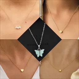 boghra sales combo pendant for girls Gold-plated, Silver, Rhodium Pearl, Crystal Brass, Silver, Alloy Pendant-picture-19