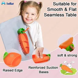 funblast Carrot Design Suction Plate with Spoon, Fork and Sipper for Kids - Silicone image 4