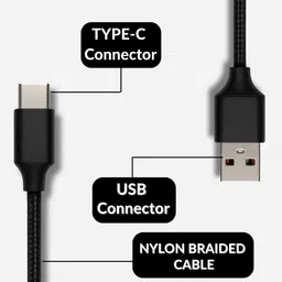 ChargHunt USB Type C Cable 3 A 1 m Braided Type-C Data and Charging Cable | Nylon Braided USB Cable for Type-C Devices image 2