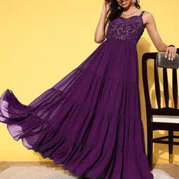 vivisha Women Gown Purple Maxi/Full Length Dress-picture-18