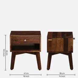 woodsworth from pepperfry Padova Sheesham Wood Bedside Table in Scratch Resistant Provincial Teak Finish With Drawer image 2